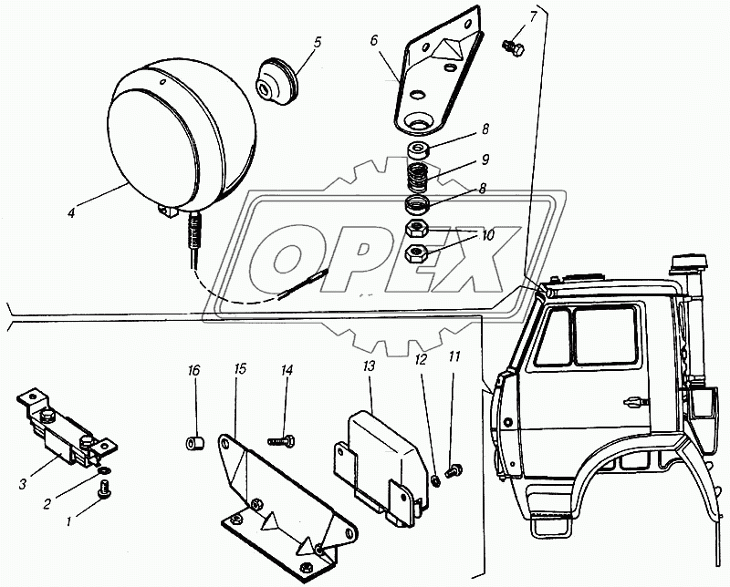 Прожектор, прерыватель указателей поворота