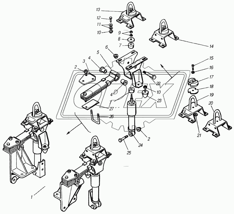 Подвеска задняя кабины