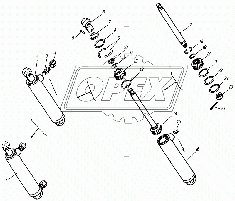 Цилиндр опрокидывающего механизма кабины