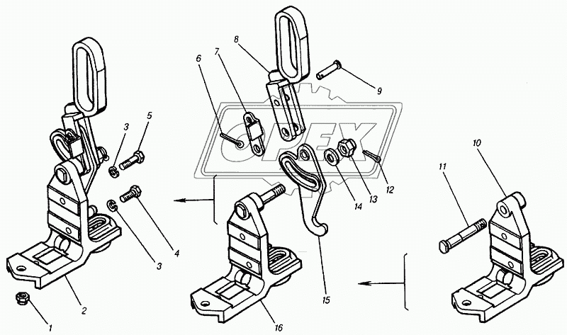 Запор кабины левый