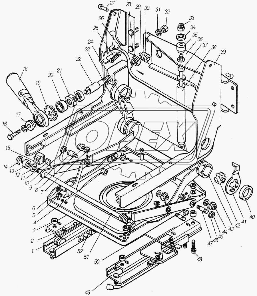 Установка сиденья водителя, подвеска и механизмы регулирования