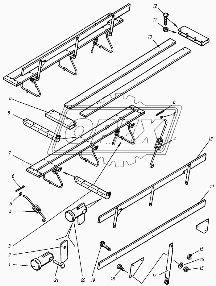 Скамейка платформы средняя в сборе