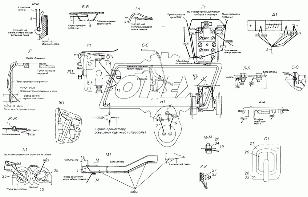 Установка проводов на кабине