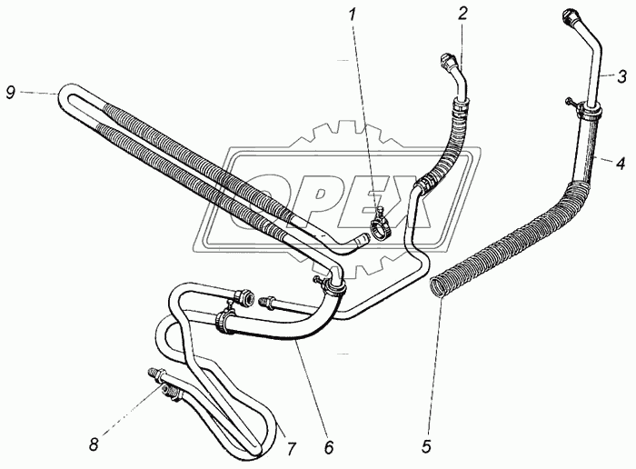 Трубопроводы и радиатор масляный гидроусилителя руля