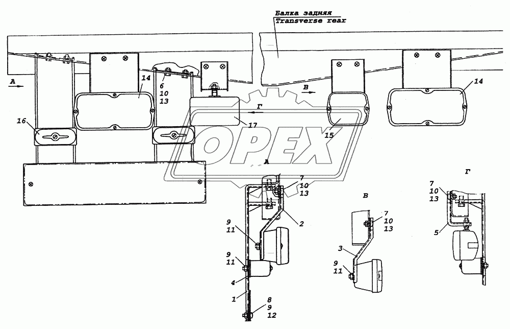 6350-3716002 Установка задних фонарей