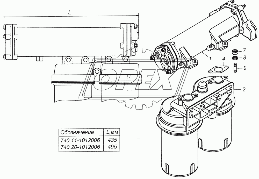 740.20-1012006 Фильтр масляный с теплообменником в сборе