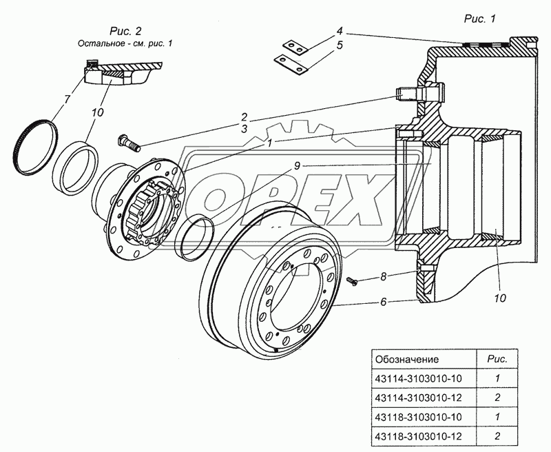 43114-3103010-10 Ступица колеса с барабаном тормоза