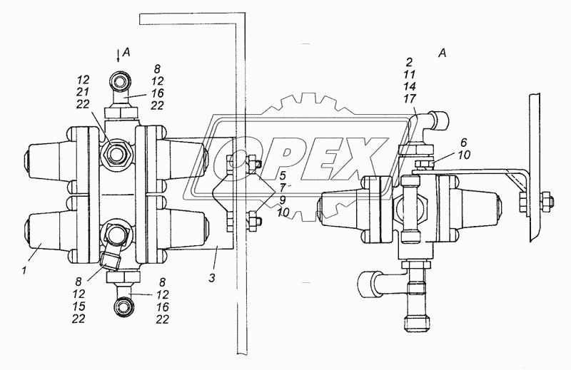 4310-3500015-10 Установка четырехконтурного защитного клапана