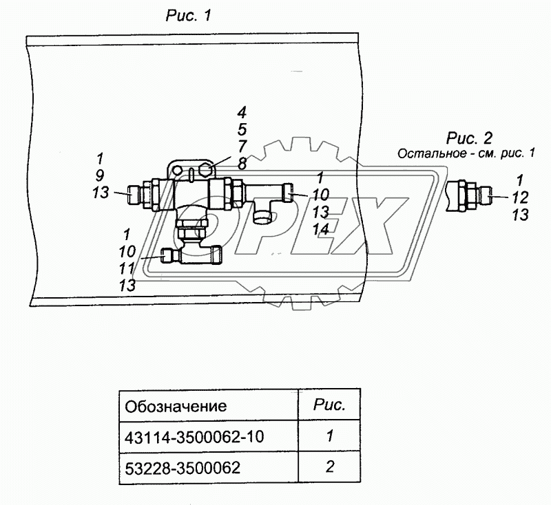 43114-3500062-10 Установка двухмагистралыного клапана