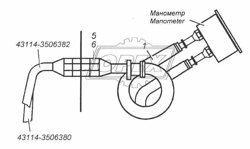 43114-3830001 Установка трубопроводов к манометру