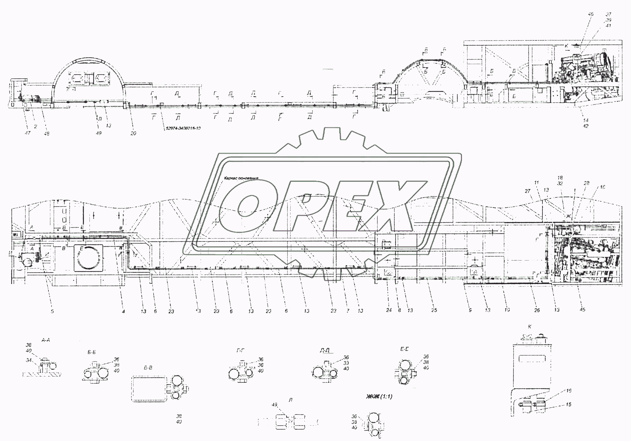 52974-3400018-13 Установка трубопроводов и бачка насоса