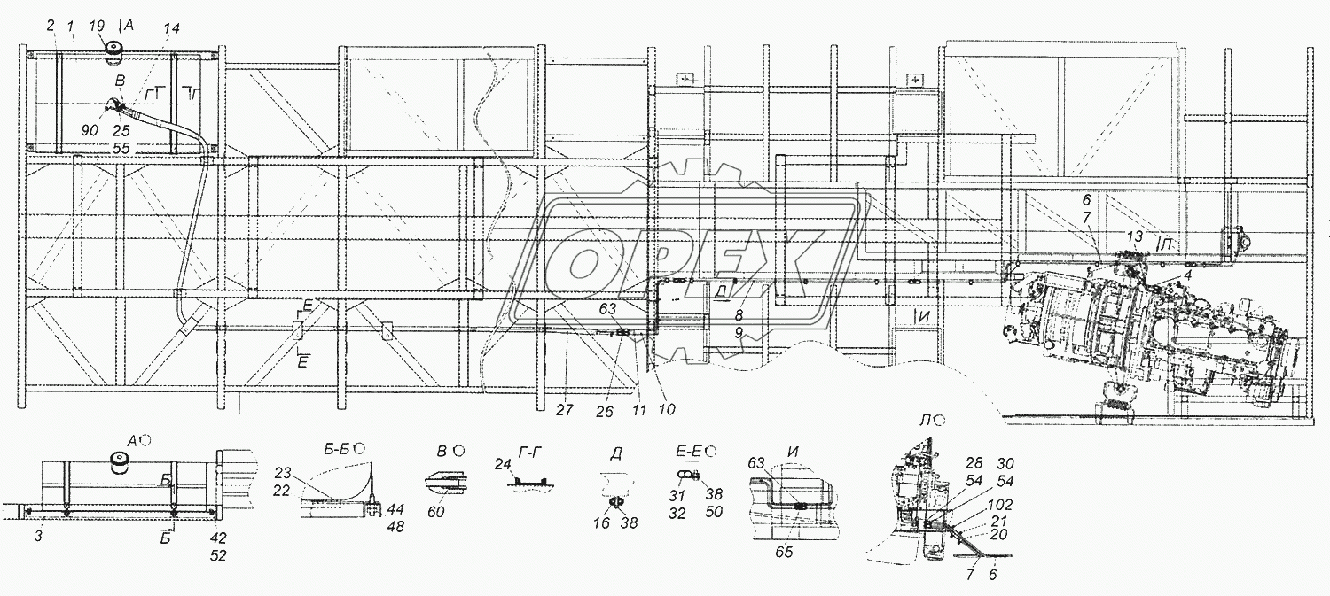 53974-1100040-40 Установка топливного бака и топливопроводов