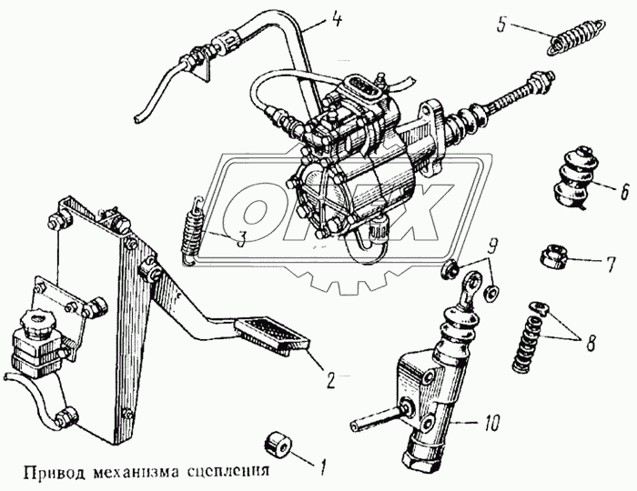 Привод механизма сцепления