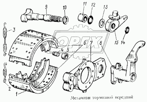 Механизм тормозной передний