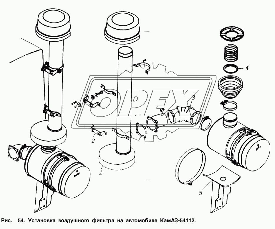 Установка воздушного фильтра на автомобиле КамАЗ-54112