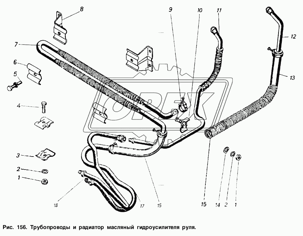 Трубопроводы и радиатор масляный гидроусилителя руля