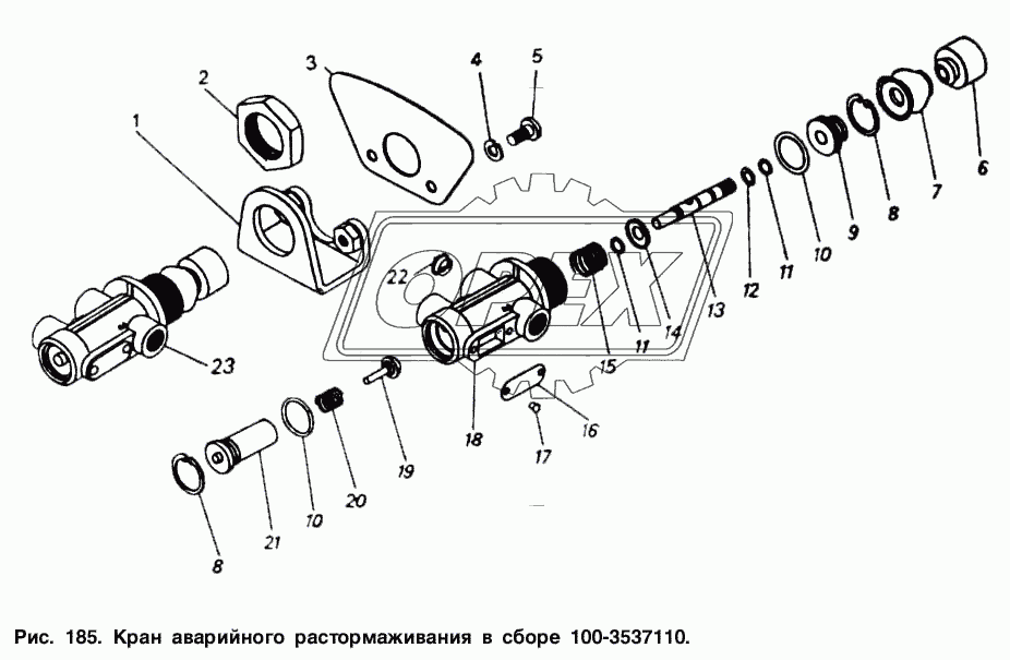 Кран аварийного растормаживания в сборе