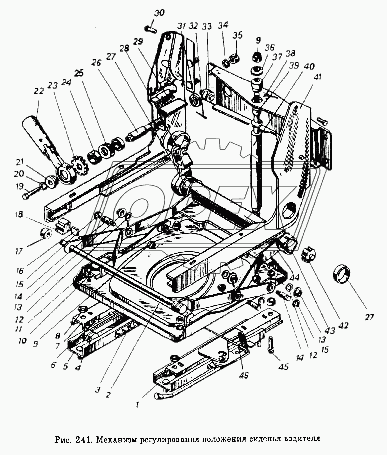 Механизм регулирования положения сиденья водителя