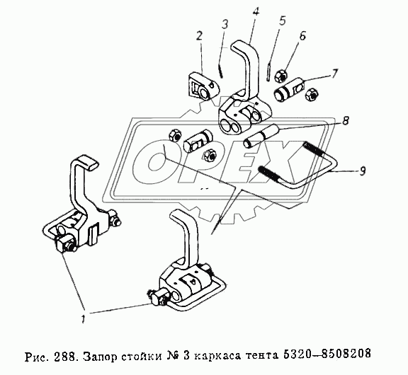 Запор стойки № 3 каркаса тента  5320-8508208