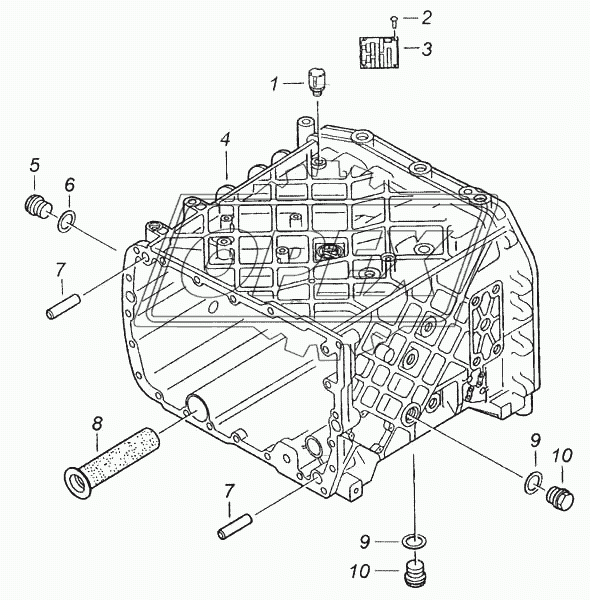 Картер коробки передач с пробками