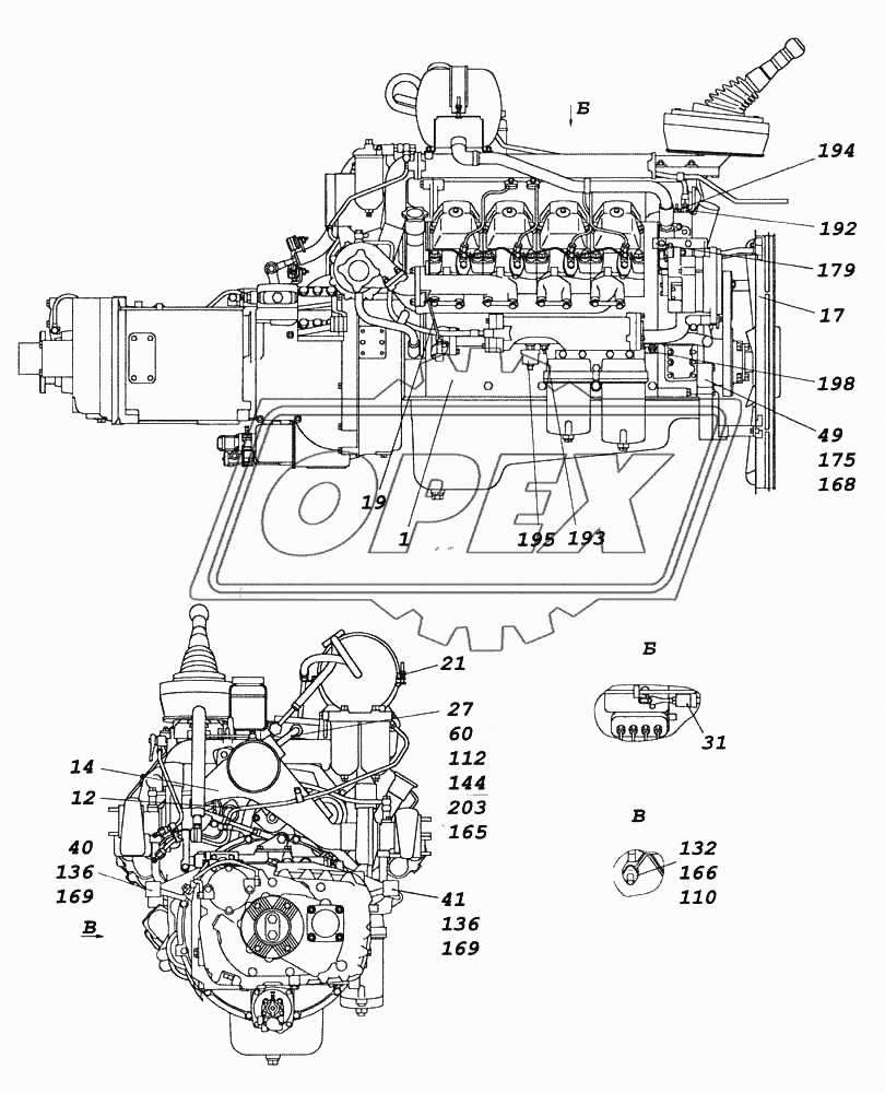 Агрегат силовой 740.50-360, укомплектованный для установки на автомобиль