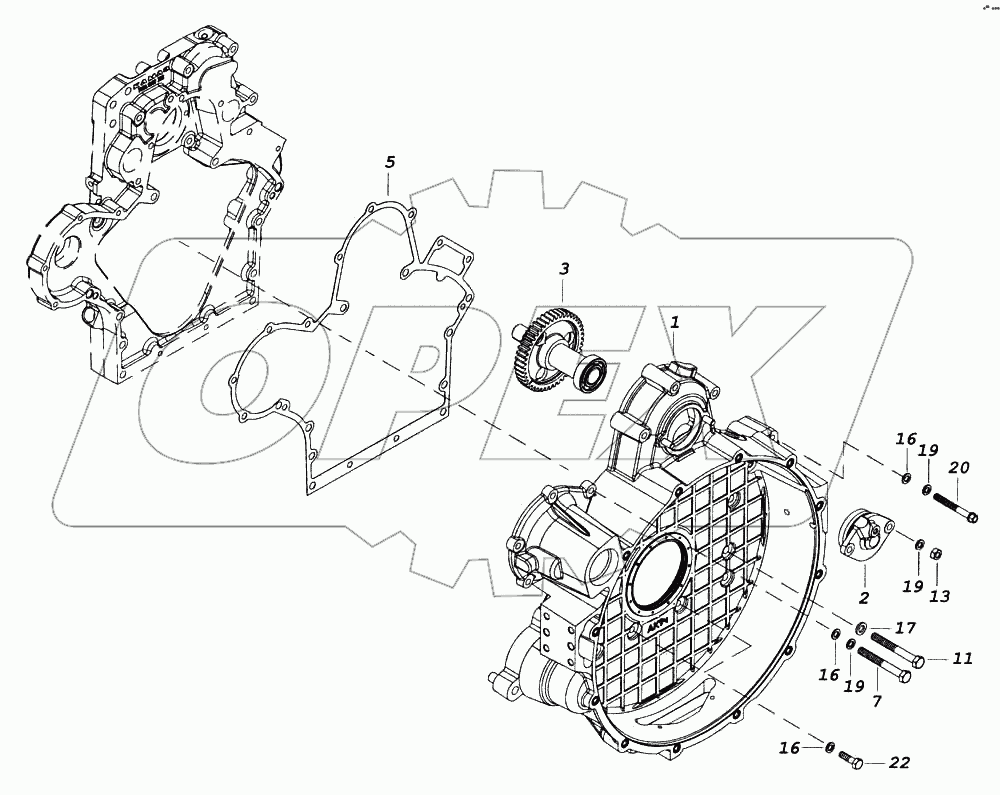 Установка картера маховика