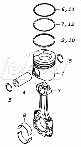 Поршень с шатуном и кольцами