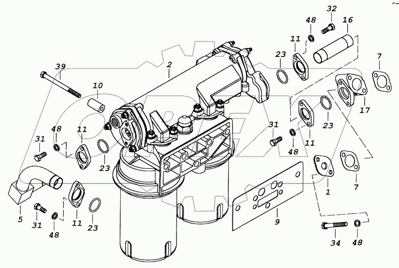 Установка фильтра и теплообменника