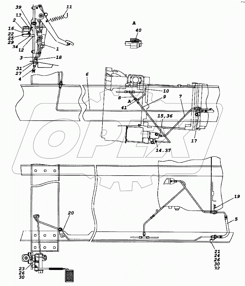 Установка педали и привода выключения сцепления