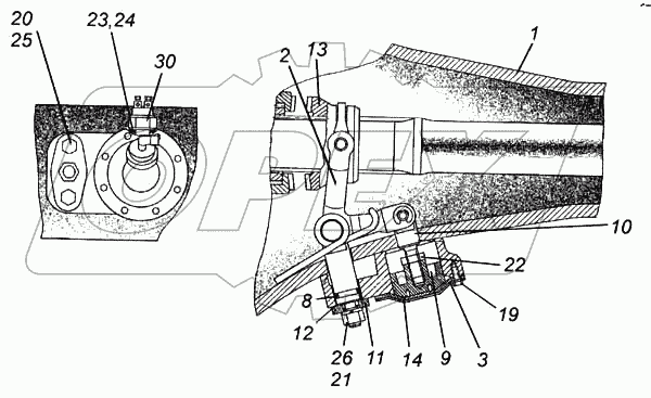 Картер заднего моста с механизмом блокировки