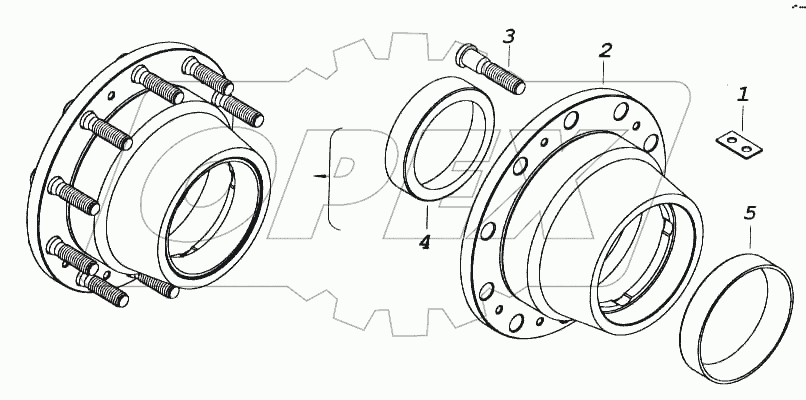 Ступица заднего колеса с болтами
