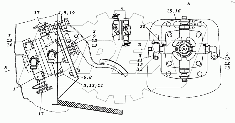 Установка двухсекционного тормозного крана
