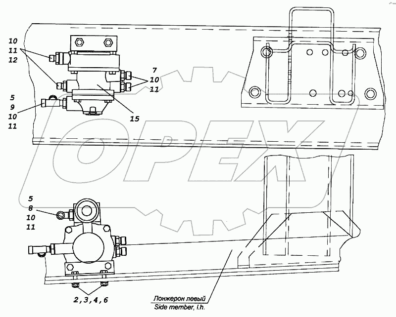 Установка клапана управления тормозами прицепа