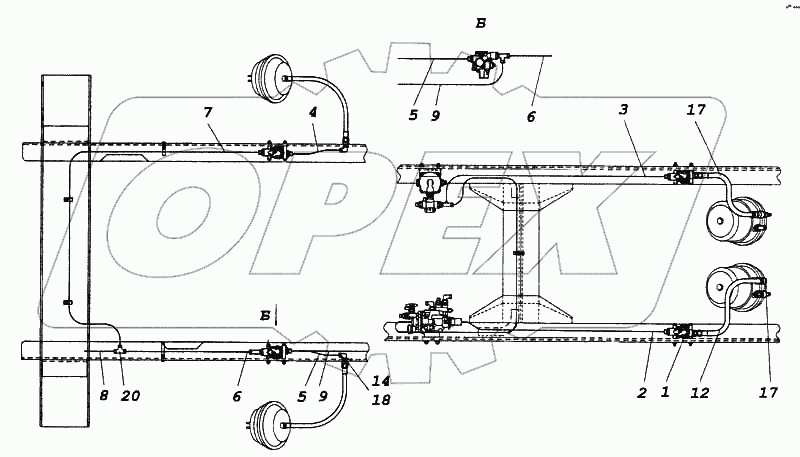 Установка пневмоуправления системой АБС