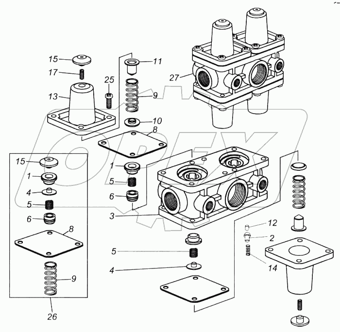 Клапан защитный четырехконтурный