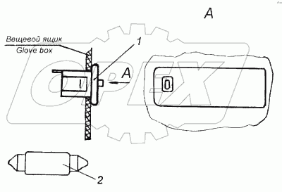 Установка плафона освещения вещевого ящика