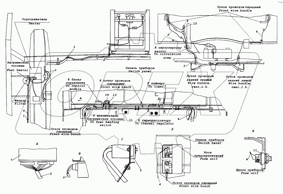 Установка электрооборудования подогревателя