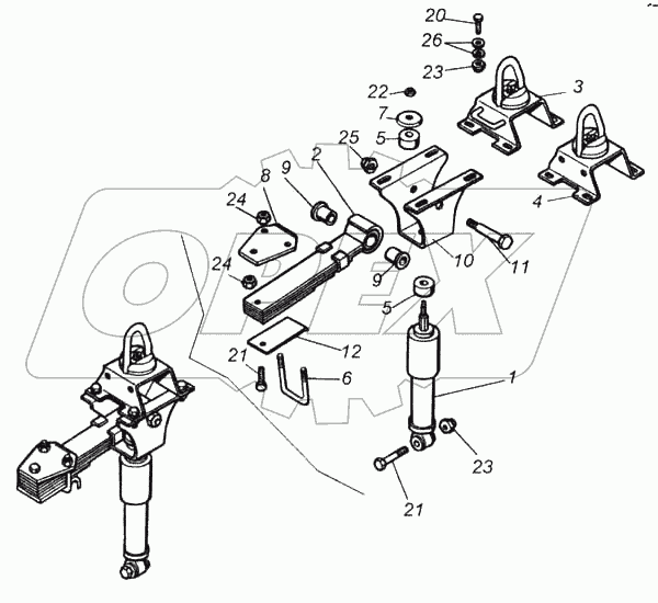 Установка задней подвески кабины