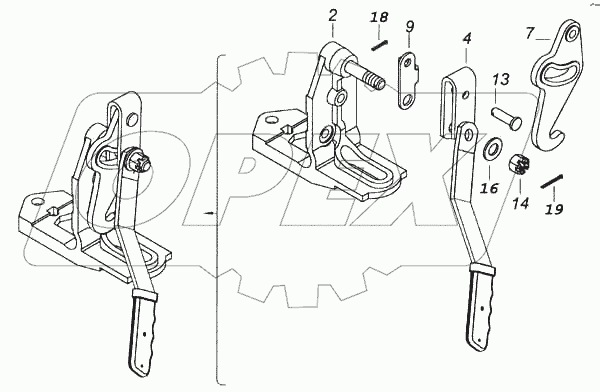 Запор кабины левый