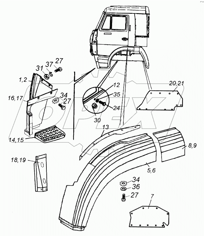 Установка оперения кабины