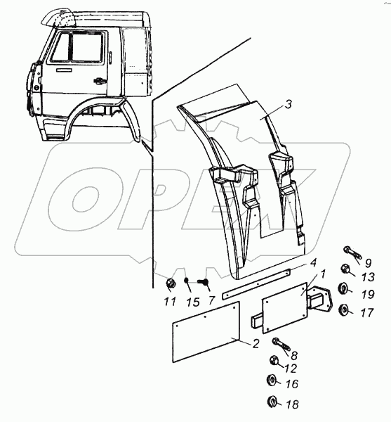 Установка задней части переднего крыла правая/левая