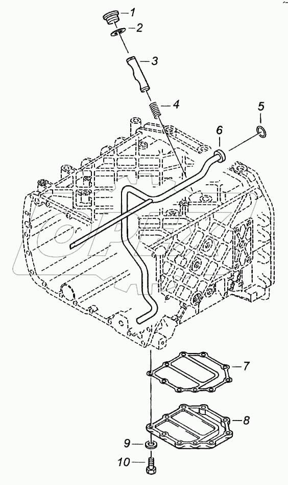 Установка нижней крышки картера и трубки распылителя