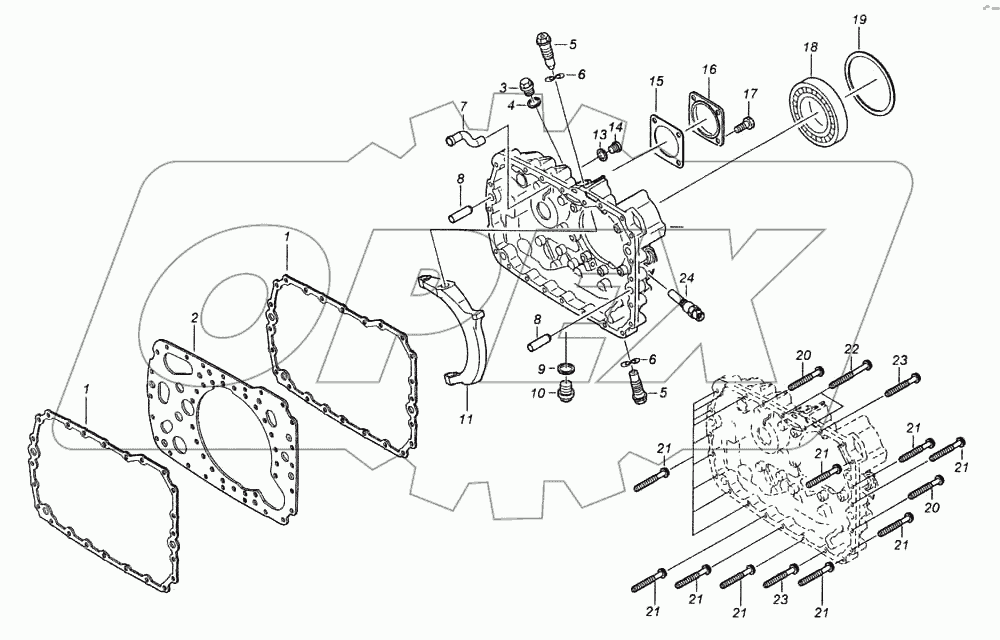 Установка задней крышки картера