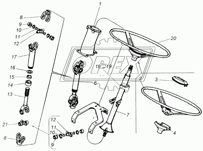 Колесо рулевое, вал карданный и колонка рулевого управления