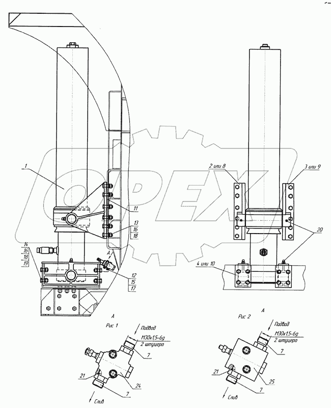 Установка гидроцилиндра 6520-8603001-81