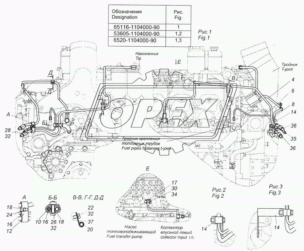 65116-1104000-90 Установка топливопроводов