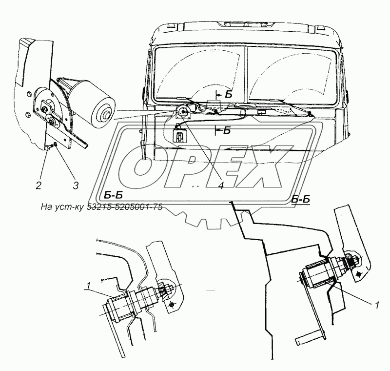 53205-5205001 Установка стеклоочистителя