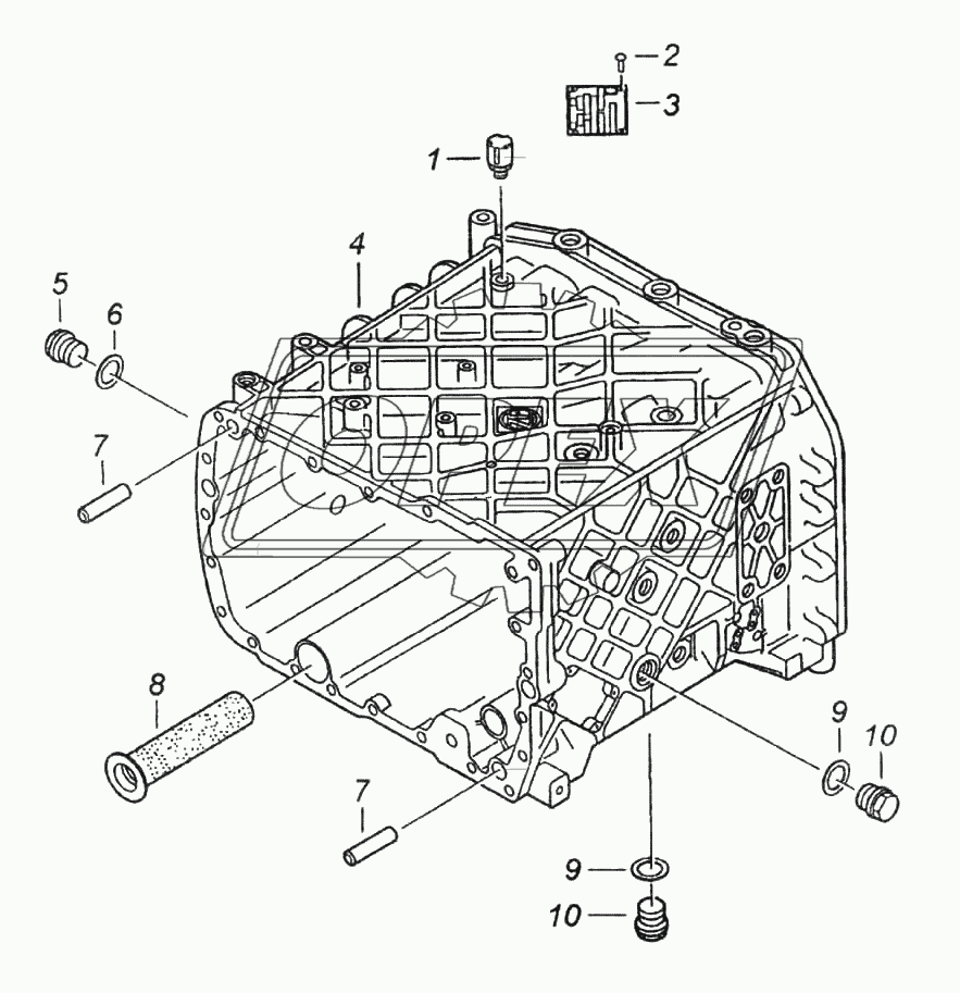 Картер коробки передач с пробками