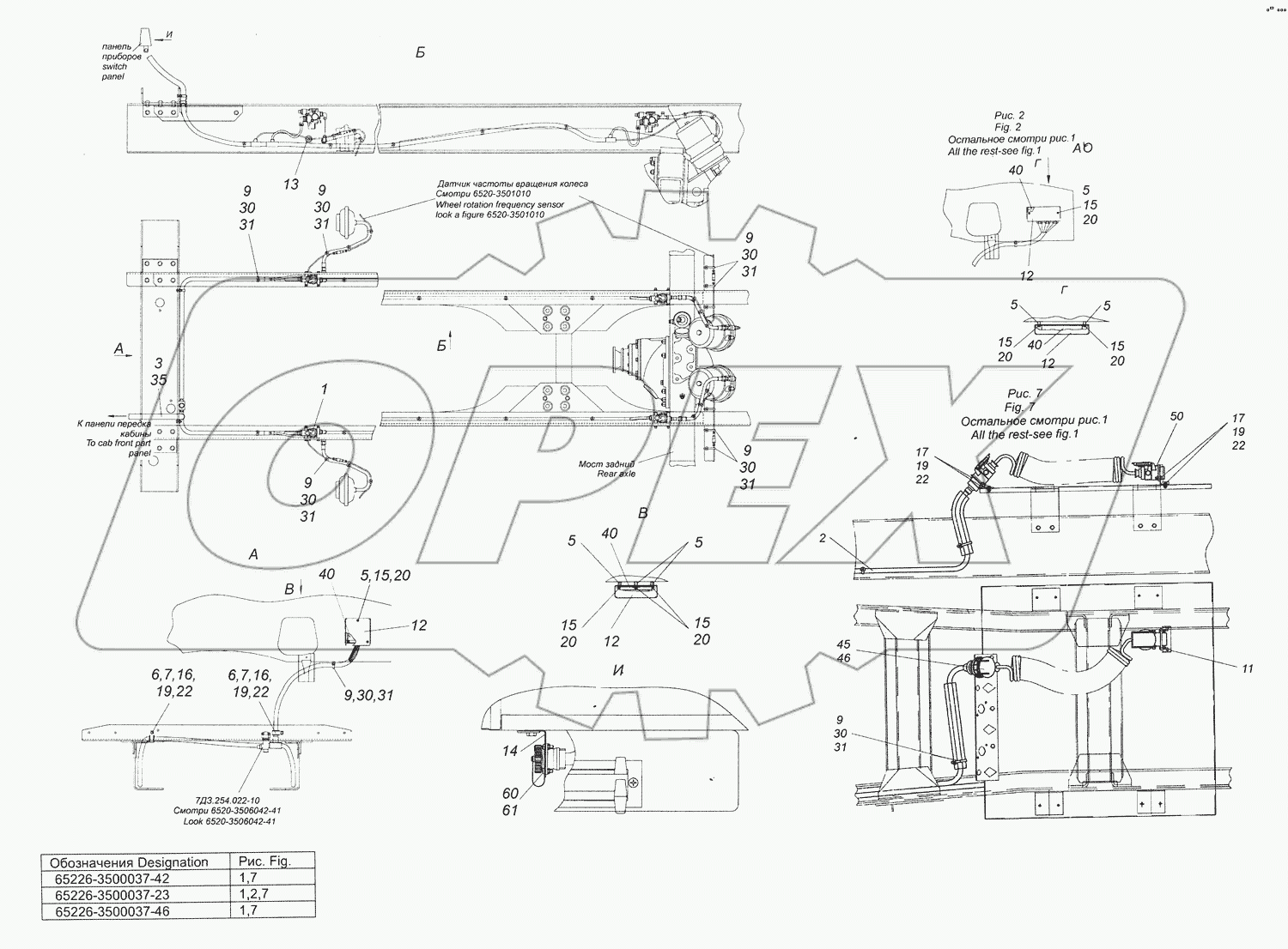 65226-3500037-42 Установка кабелей АБС