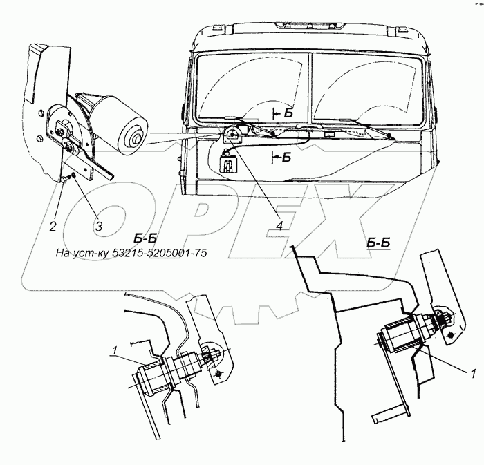 53205-5205001 Установка стеклоочистителя